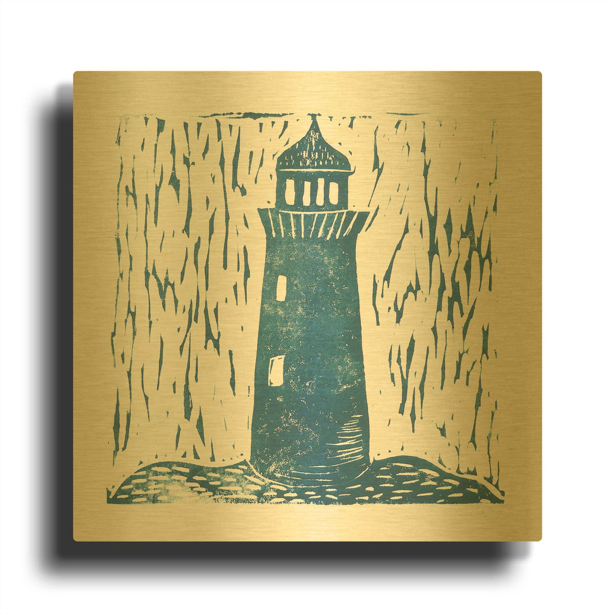 'Nautical Collage on White I' By Courtney Prahl Gold Metal Wall Art