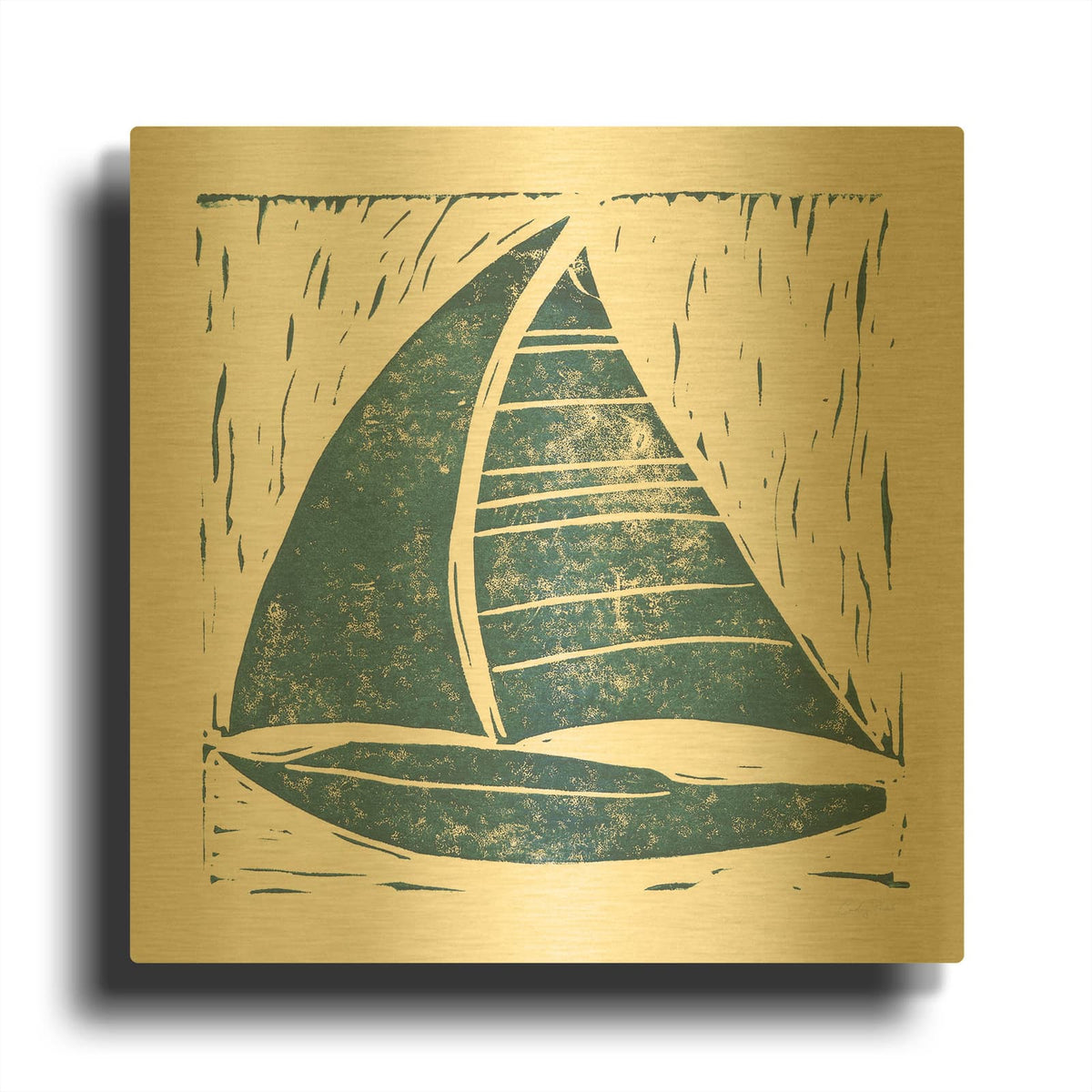 'Nautical Collage on White IV' By Courtney Prahl Gold Metal Wall Art