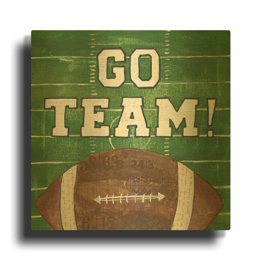 'On the Field I Go Team' By Courtney Prahl Gold Metal Wall Art