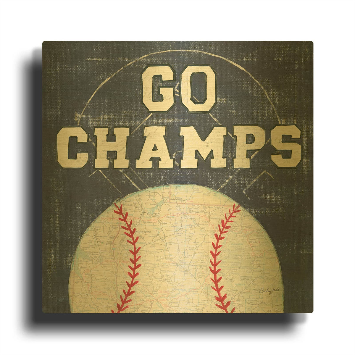 'On the Field III Go Champs' By Courtney Prahl Gold Metal Wall Art