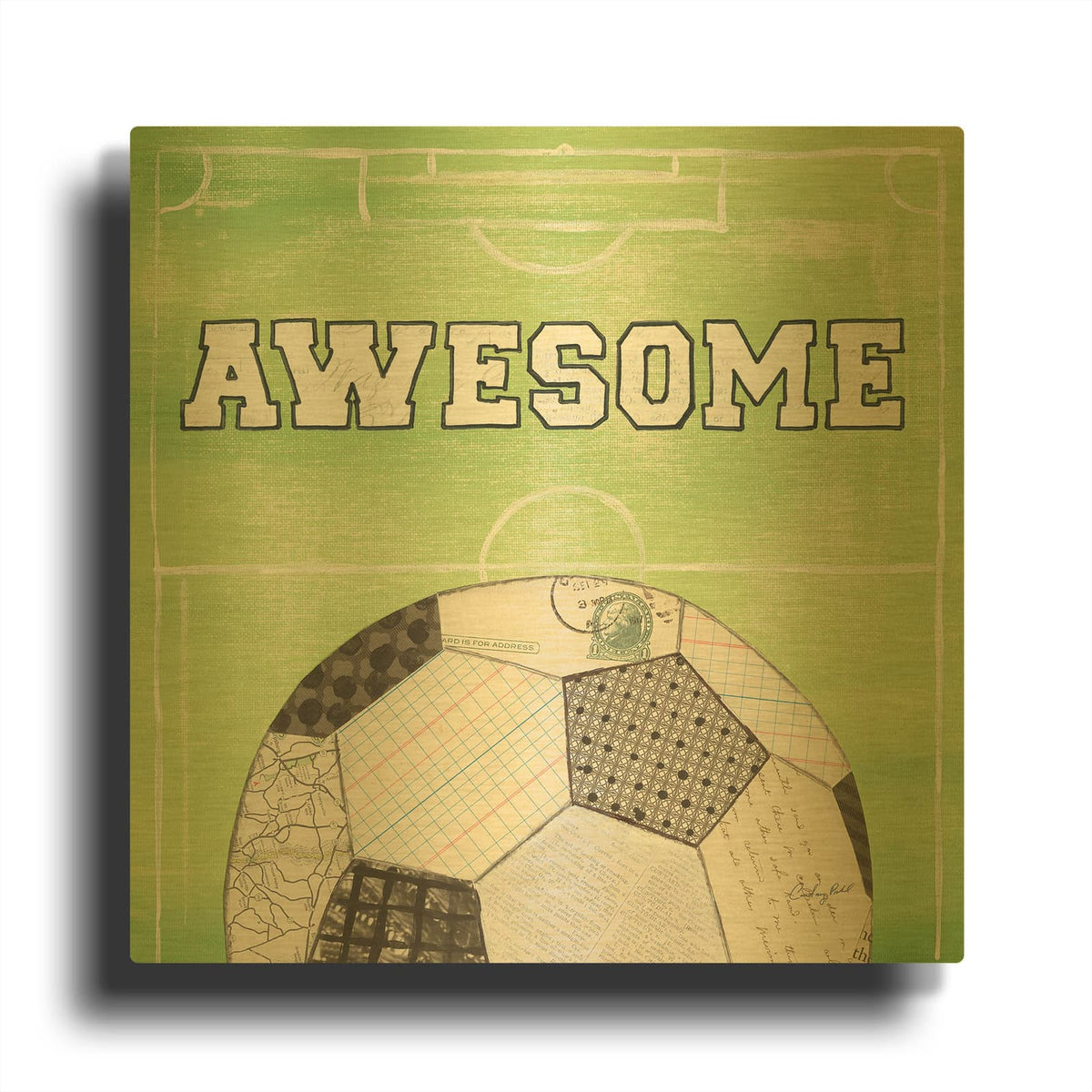 'On the Field IV Awesome' By Courtney Prahl Gold Metal Wall Art