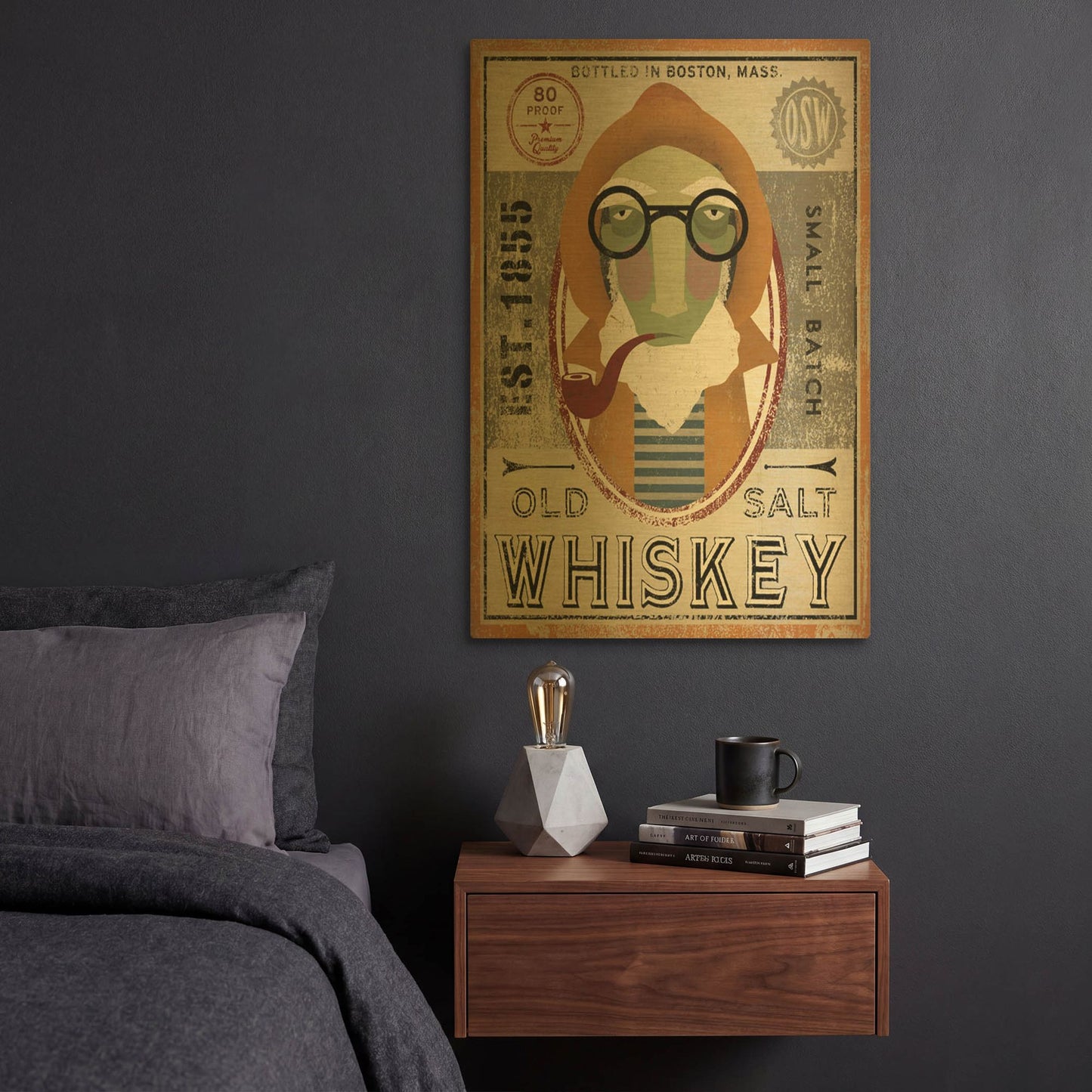 'Fisherman II Old Salt Whiskey' By Ryan Fowler Gold Metal Wall Art