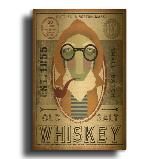 'Fisherman II Old Salt Whiskey' By Ryan Fowler Gold Metal Wall Art