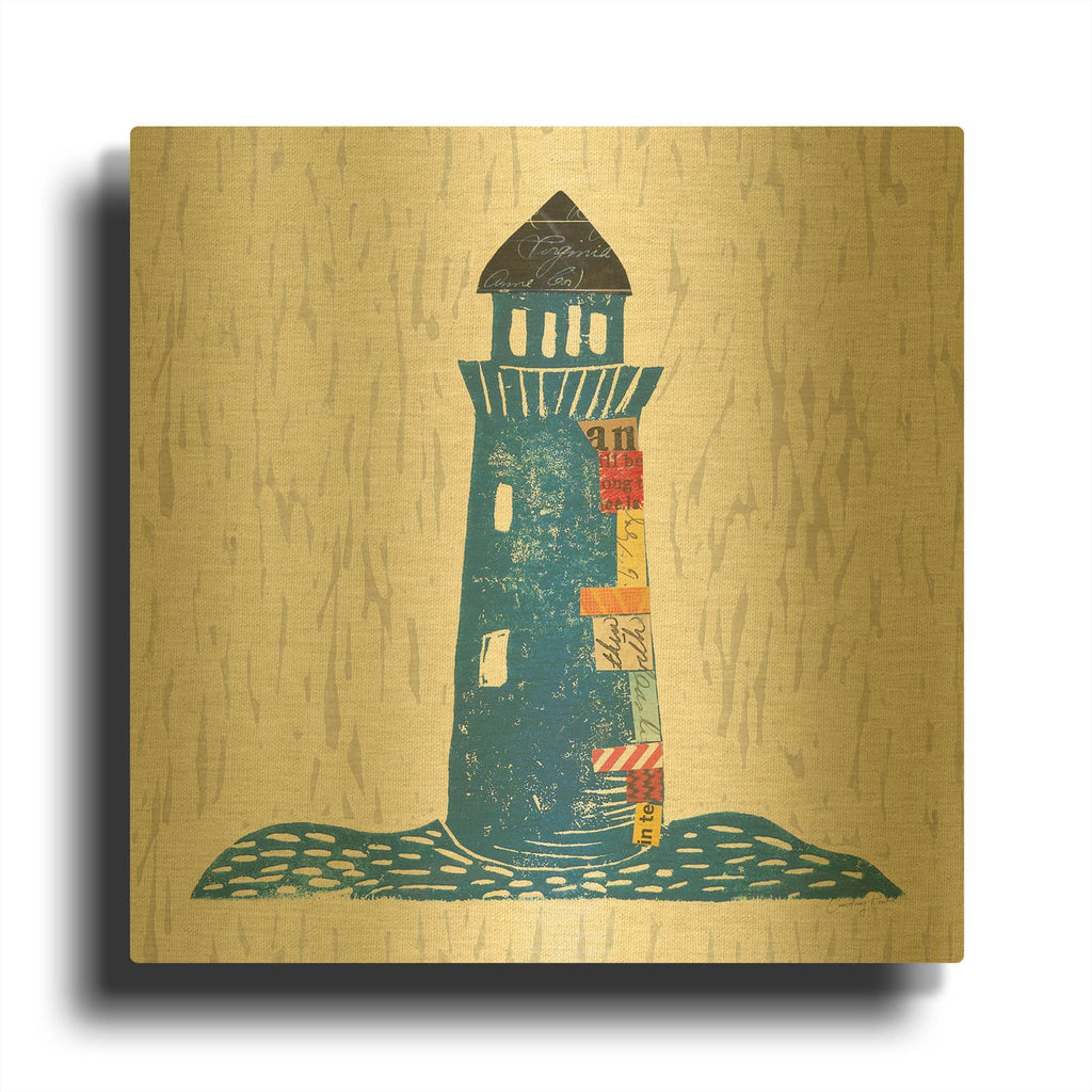 'Nautical Collage II on Linen' By Courtney Prahl Gold Metal Wall Art
