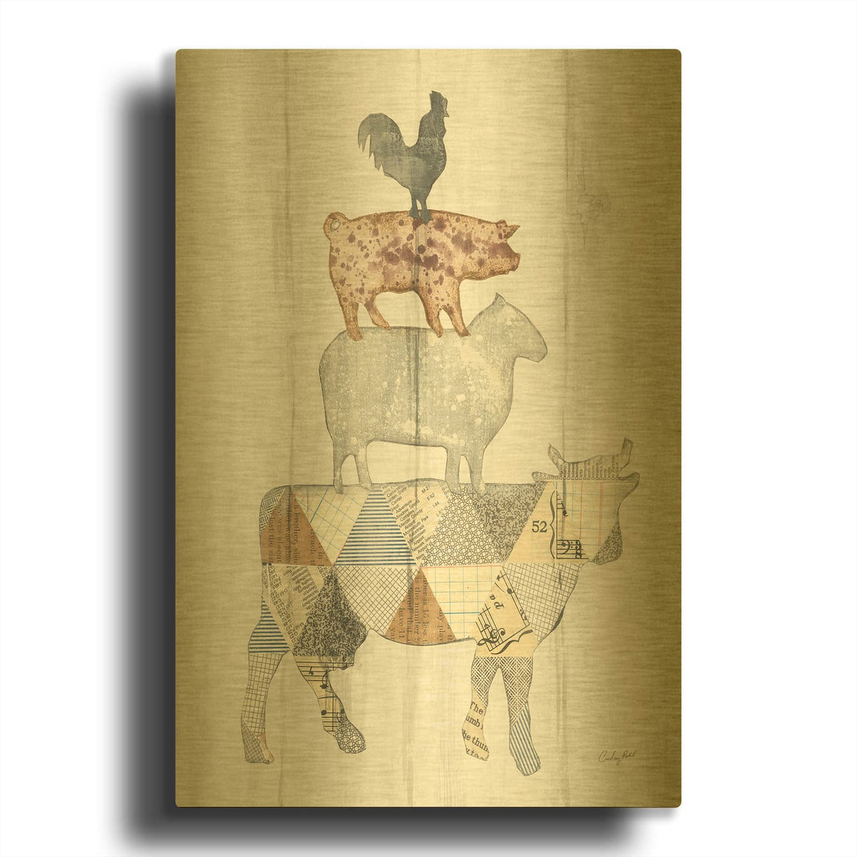 'Farm Family I' By Courtney Prahl Gold Metal Wall Art