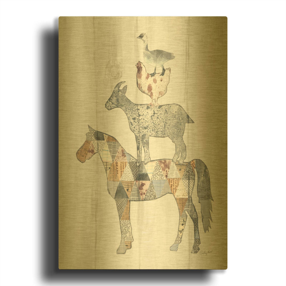 'Farm Family II' By Courtney Prahl Gold Metal Wall Art