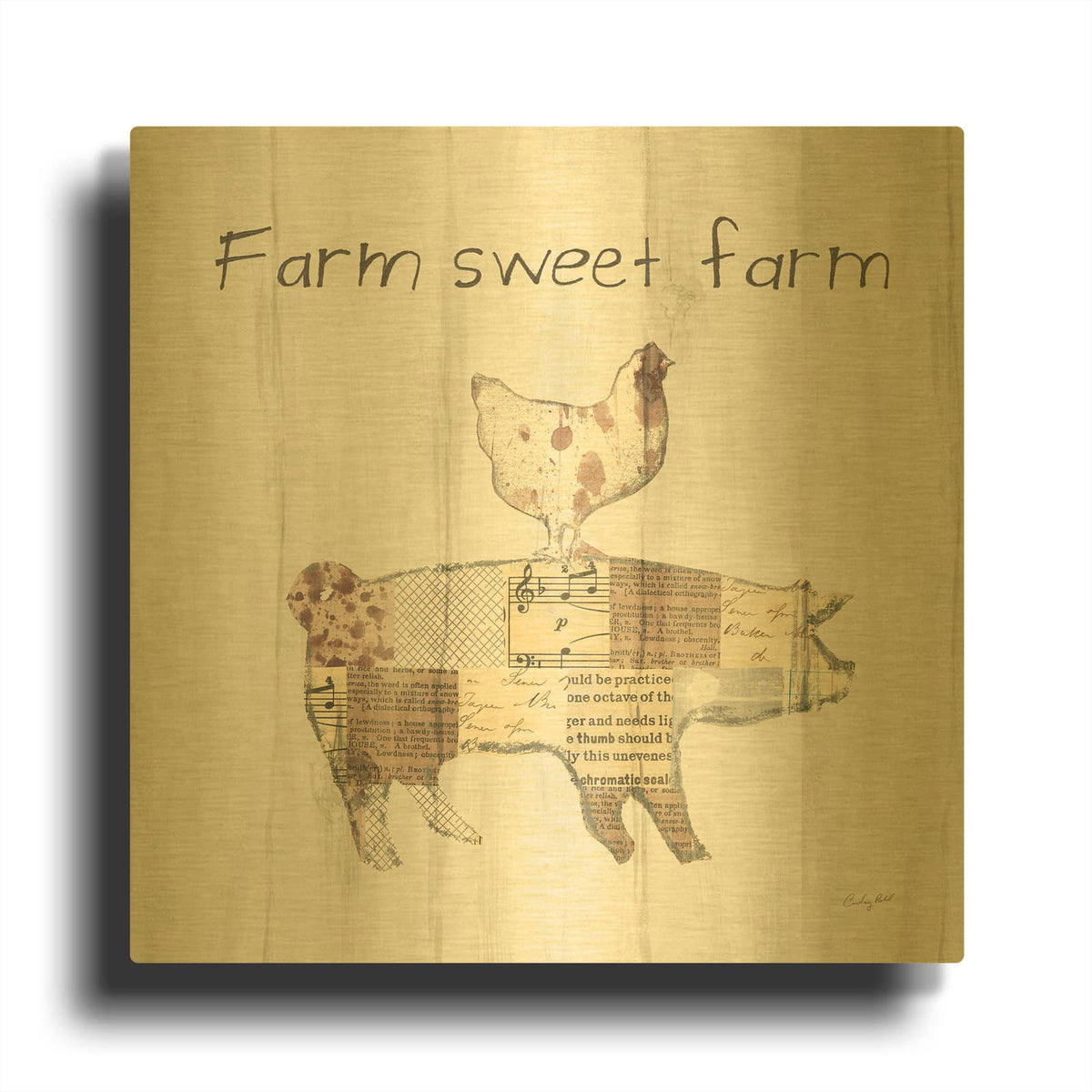 'Farm Family VII' By Courtney Prahl Gold Metal Wall Art