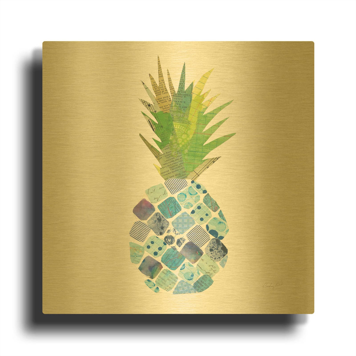'Tropical Fun Pineapple II' By Courtney Prahl Gold Metal Wall Art