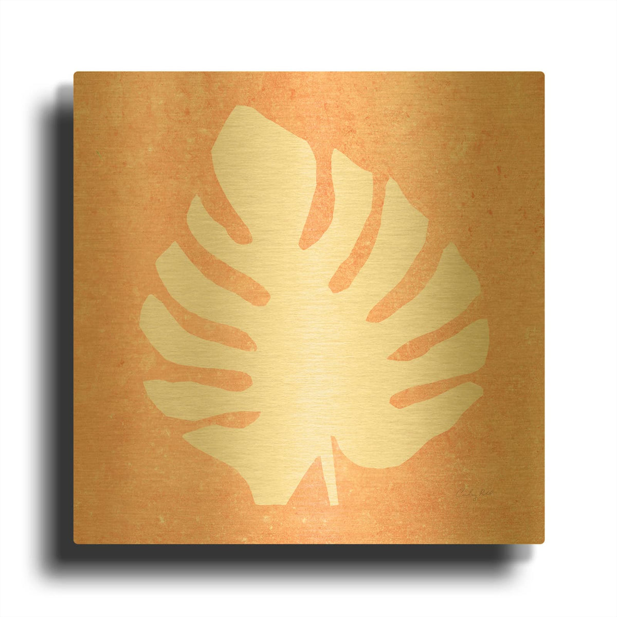 'Tropical Fun Palms Silhouette II' By Courtney Prahl Gold Metal Wall Art