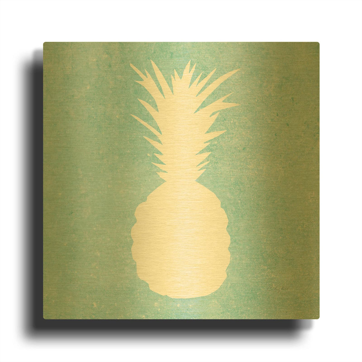 'Tropical Fun Pineapple Silhouette I' By Courtney Prahl Gold Metal Wall Art