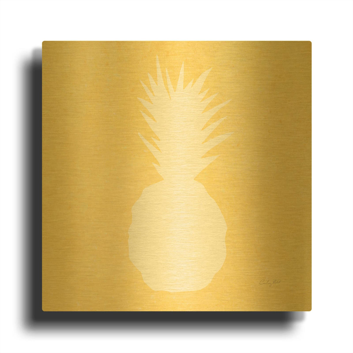 'Tropical Fun Pineapple Silhouette II' By Courtney Prahl Gold Metal Wall Art