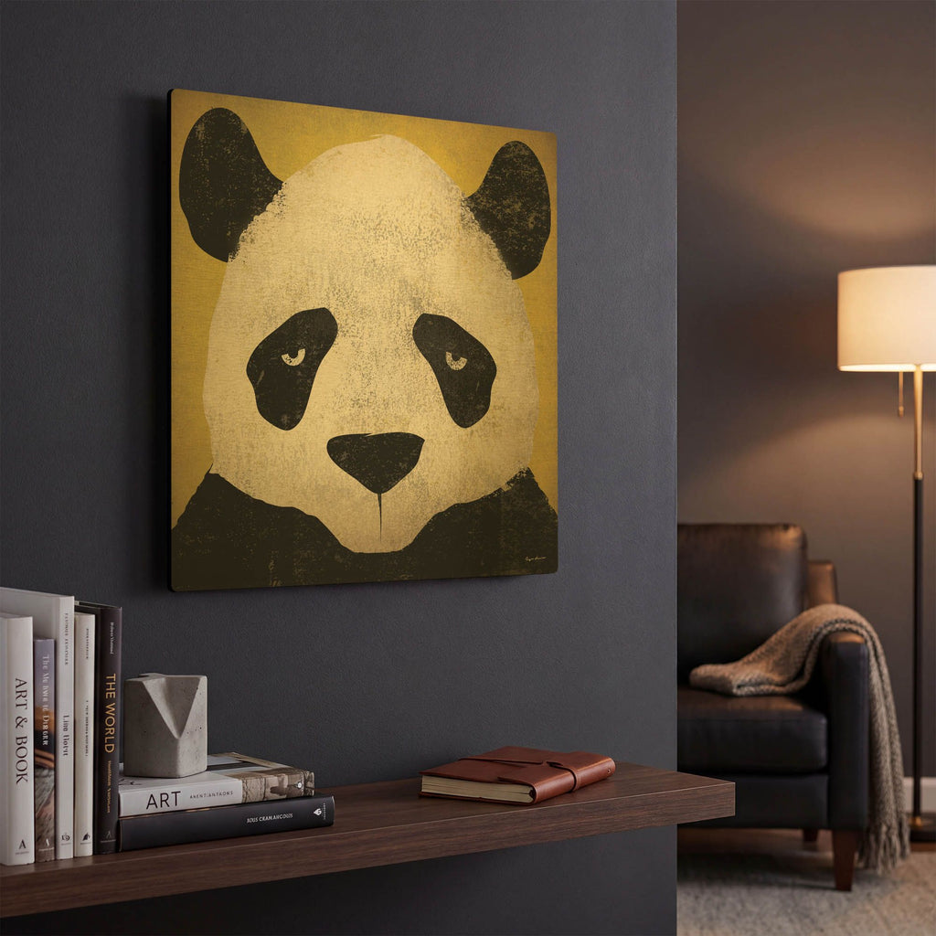 'Panda' By Ryan Fowler Gold Metal Wall Art
