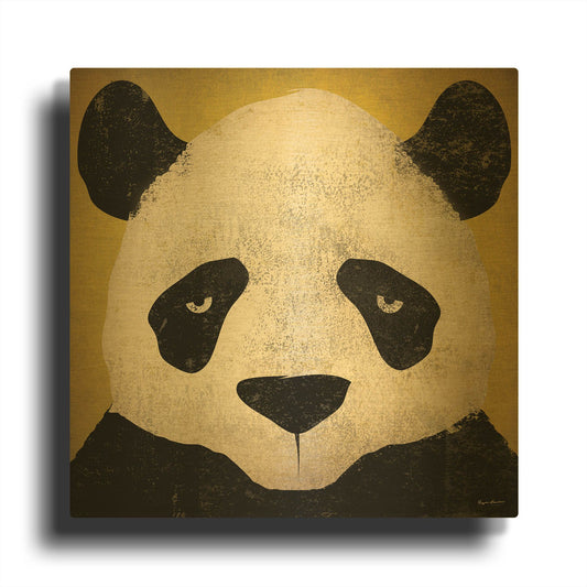 'Panda' By Ryan Fowler Gold Metal Wall Art