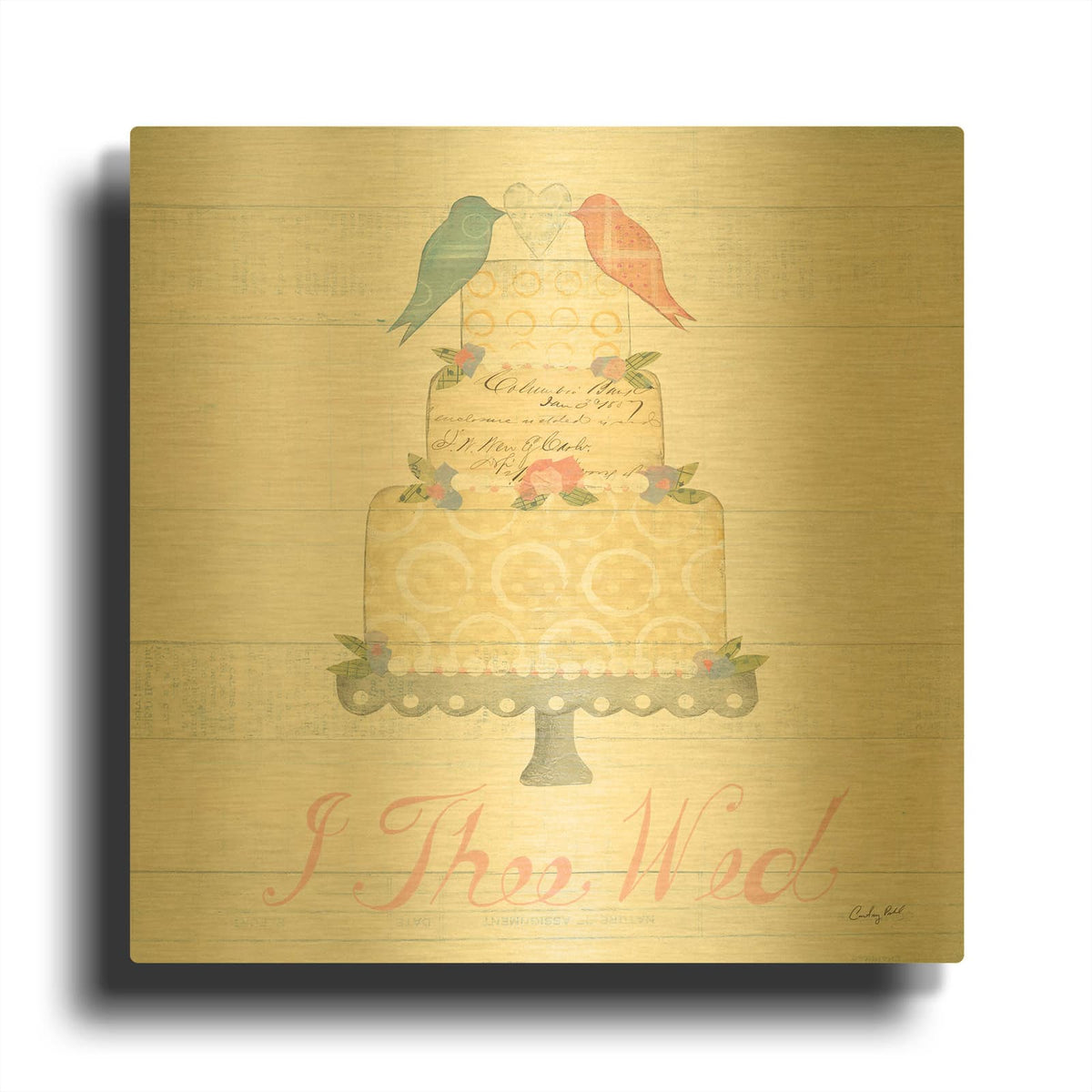 'Lovebirds I' By Courtney Prahl Gold Metal Wall Art