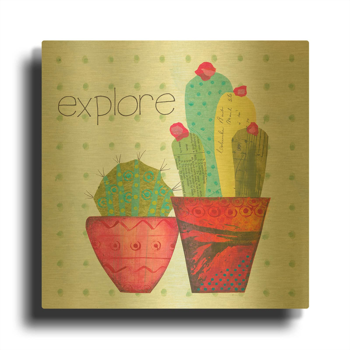 'Southwest Cactus I' By Courtney Prahl Gold Metal Wall Art