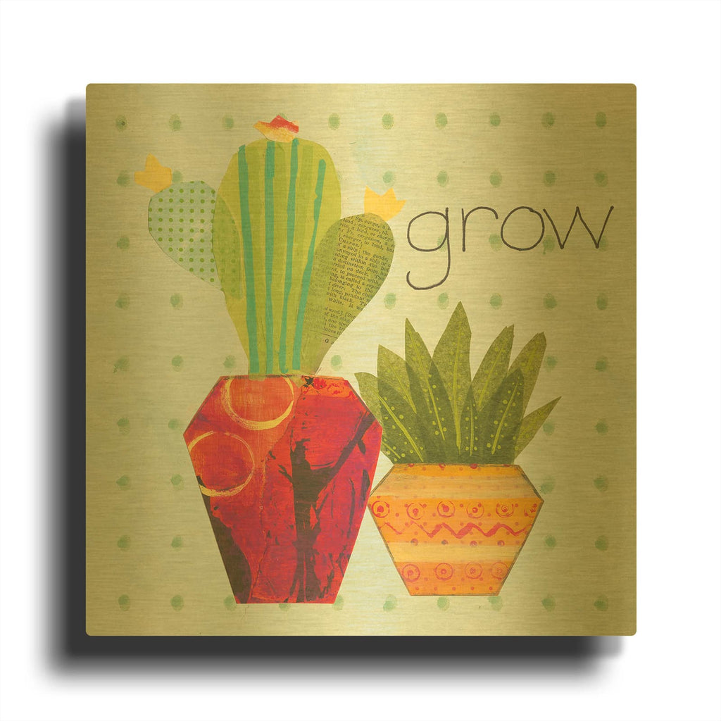 'Southwest Cactus II' By Courtney Prahl Gold Metal Wall Art