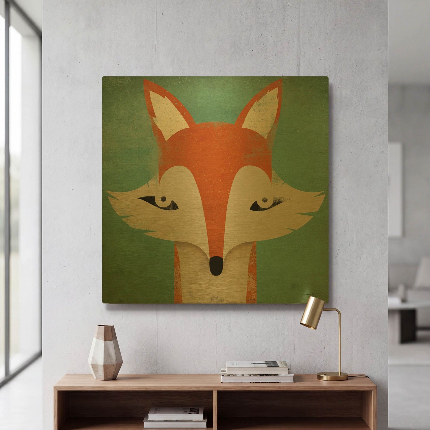 'Fox' By Ryan Fowler Gold Metal Wall Art