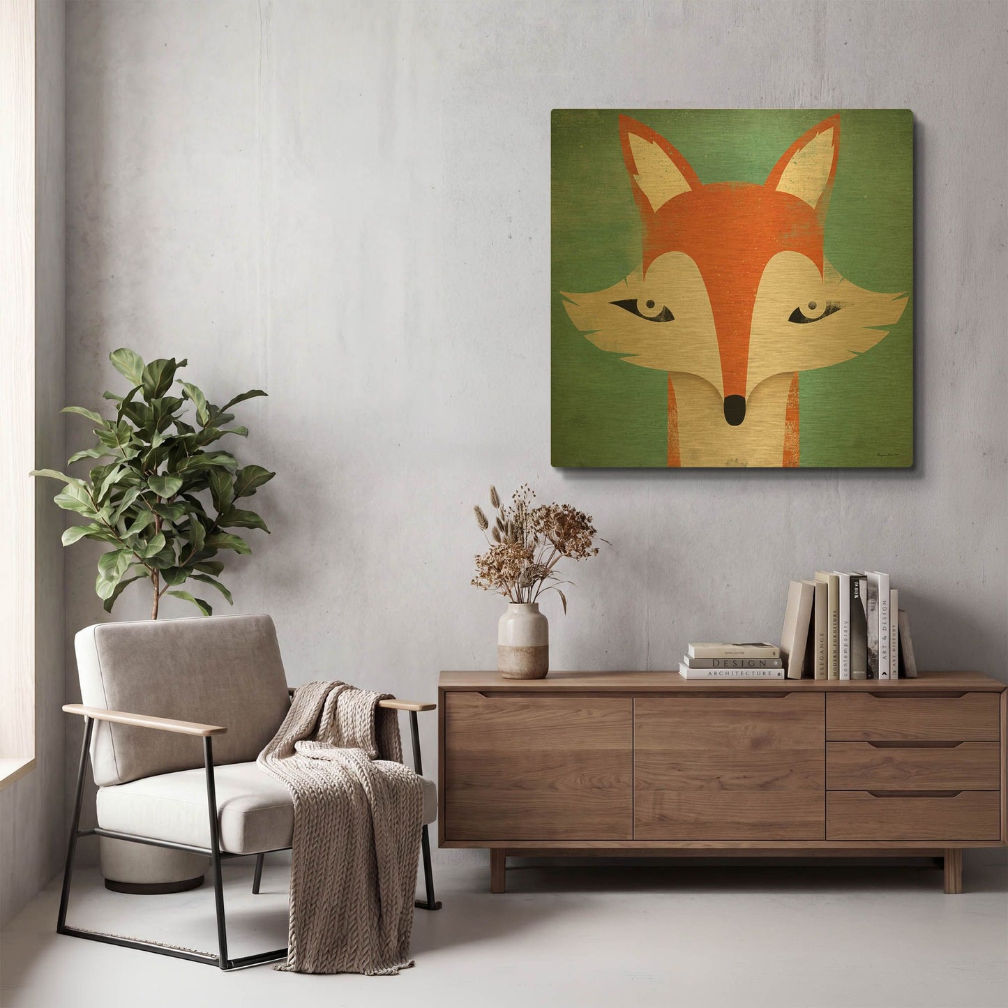 'Fox' By Ryan Fowler Gold Metal Wall Art
