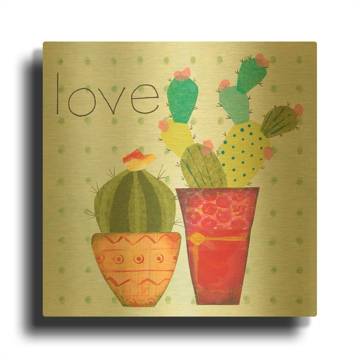 'Southwest Cactus III' By Courtney Prahl Gold Metal Wall Art