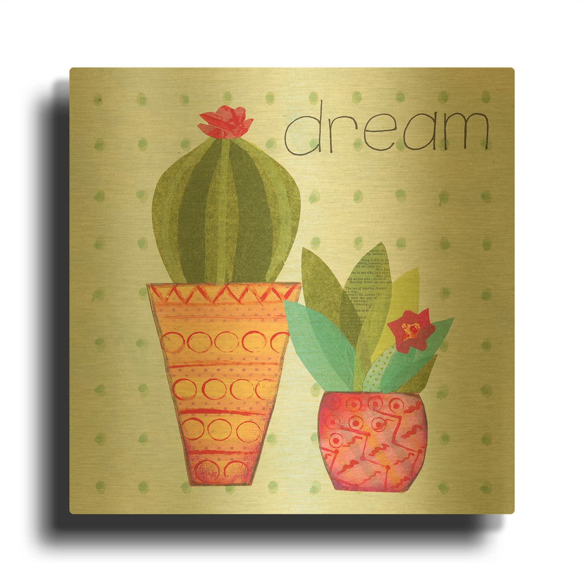 'Southwest Cactus IV' By Courtney Prahl Gold Metal Wall Art