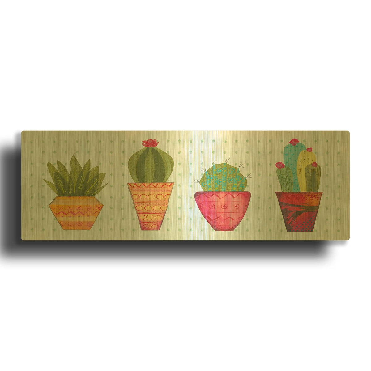 'Southwest Cactus VI' By Courtney Prahl Gold Metal Wall Art