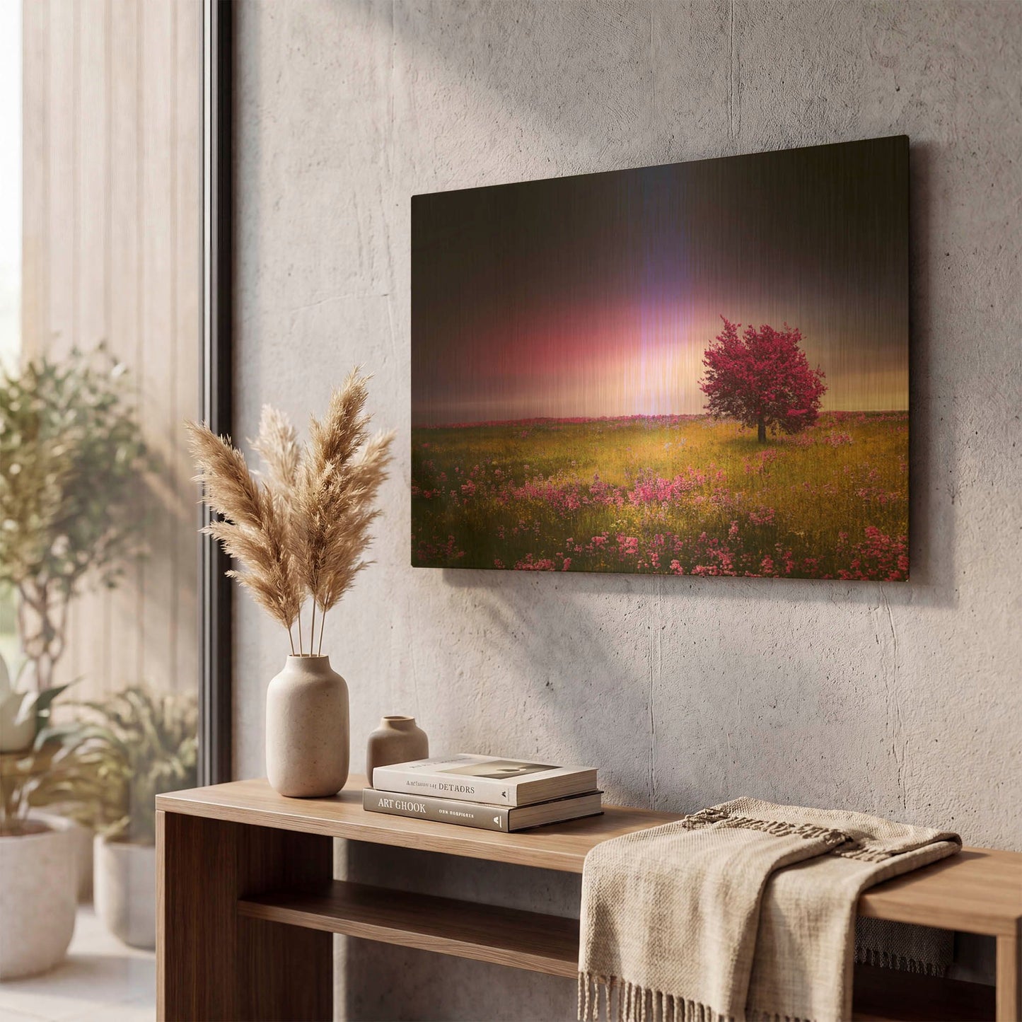 'Pink Tree' By Bess Hamiti Gold Metal Wall Art