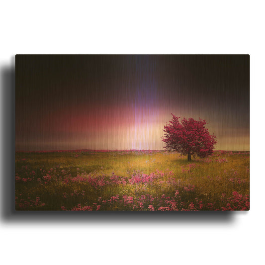 'Pink Tree' By Bess Hamiti Gold Metal Wall Art