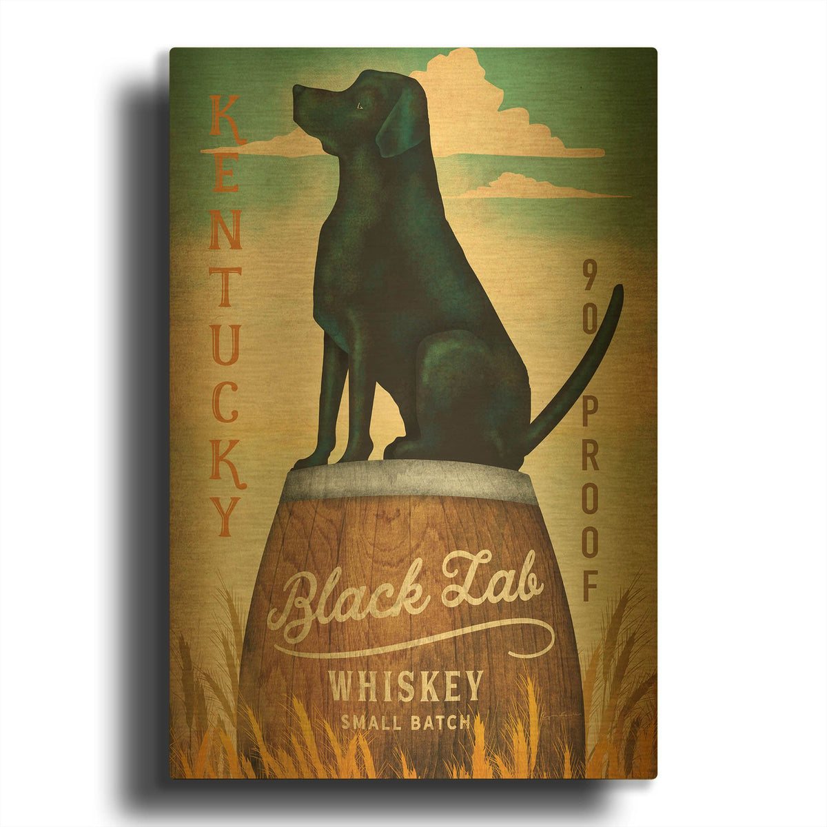 'Black Lab Whiskey Kentucky Crop' By Ryan Fowler Gold Metal Wall Art