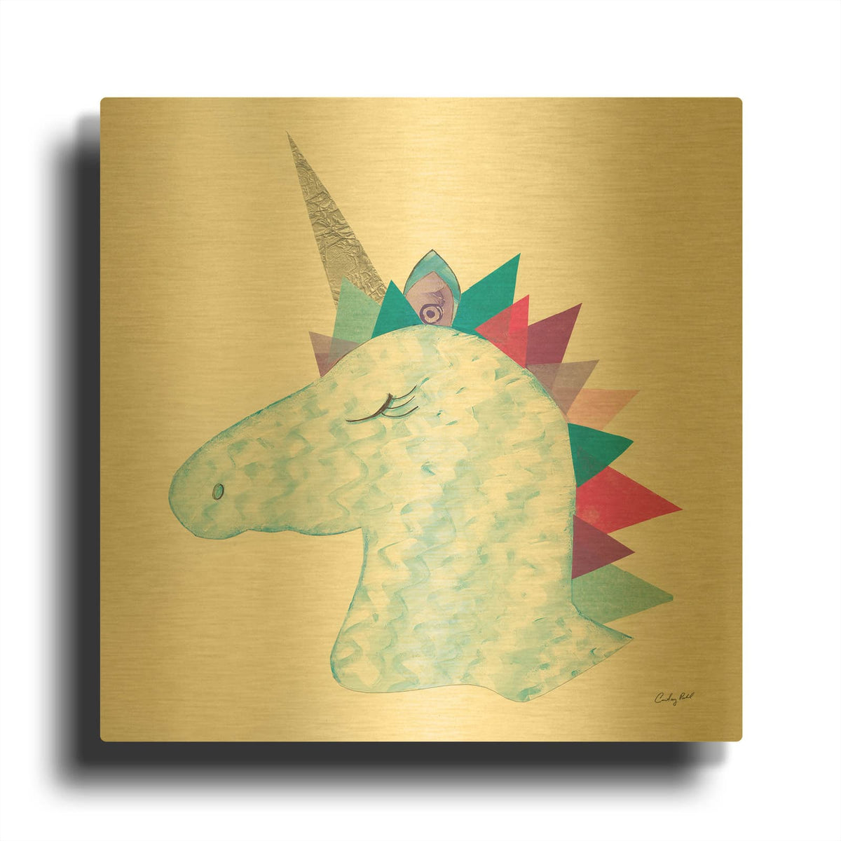 'Unicorn Power II' By Courtney Prahl Gold Metal Wall Art