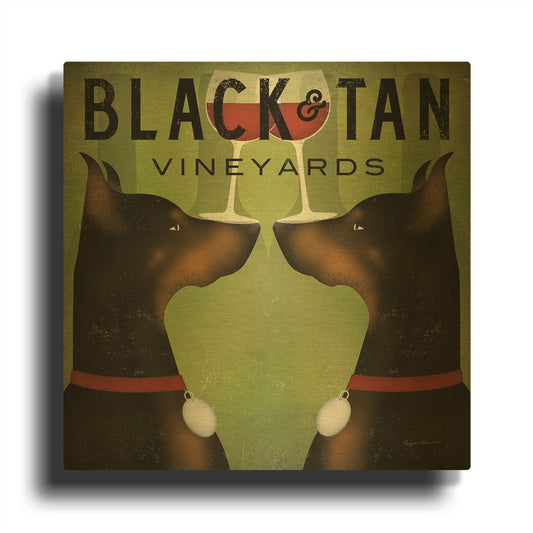 'Double Doberman Vineyards' By Ryan Fowler Gold Metal Wall Art