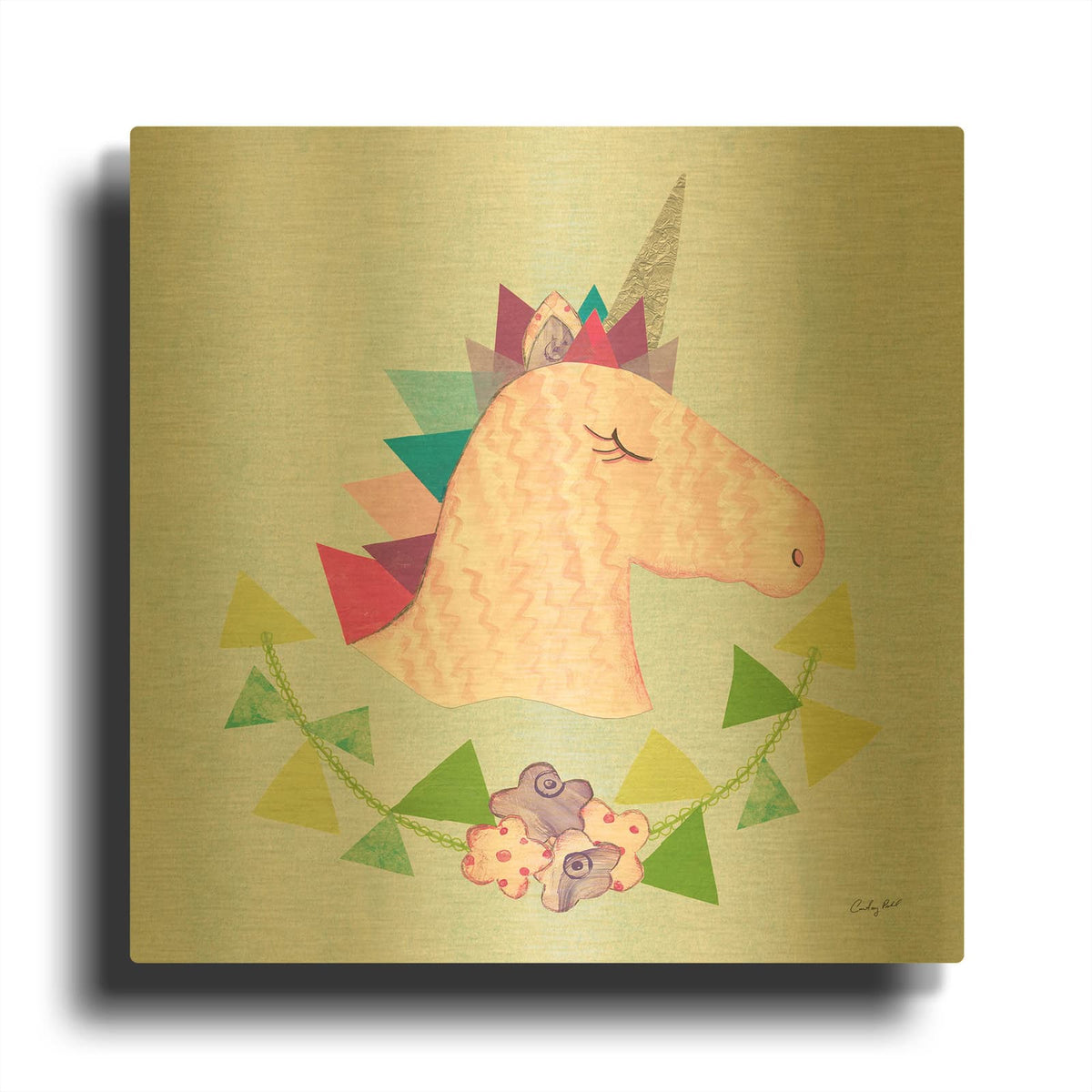 '41588-Unicorn Power III' By Courtney Prahl Gold Metal Wall Art