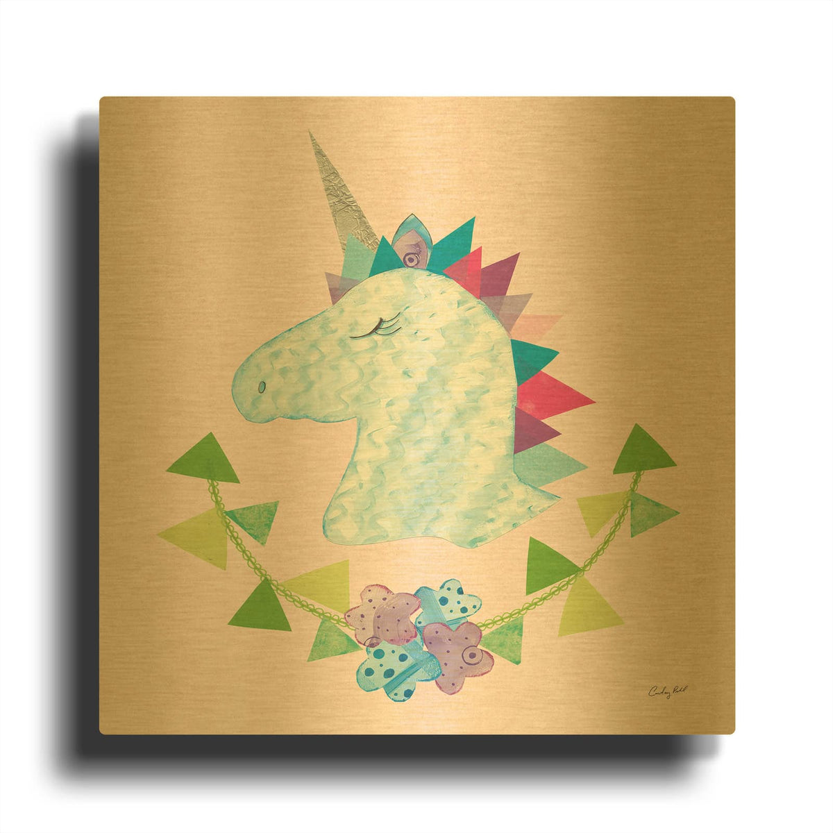 '41589-Unicorn Power IV' By Courtney Prahl Gold Metal Wall Art