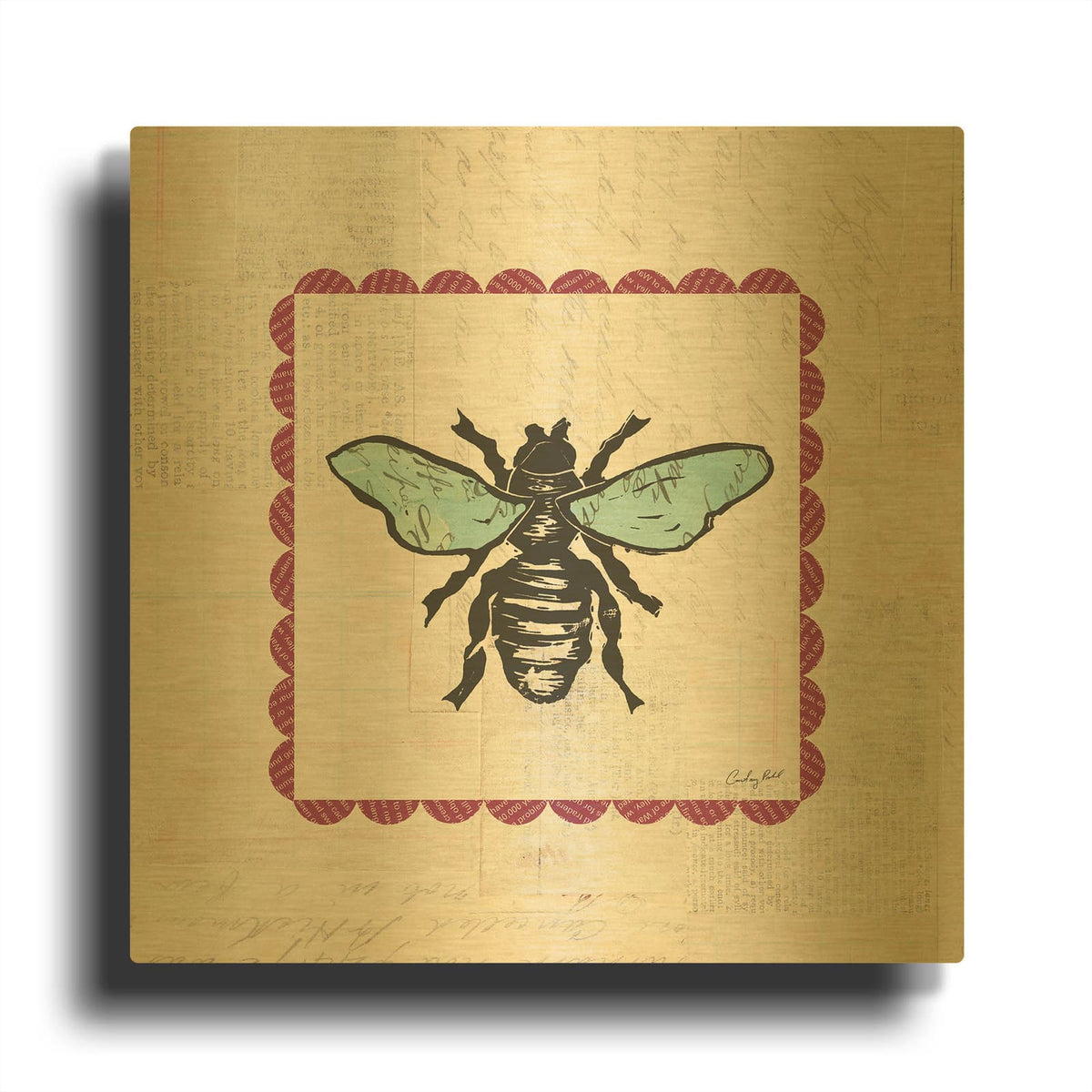'42868-Bee Stamp Bright' By Courtney Prahl Gold Metal Wall Art