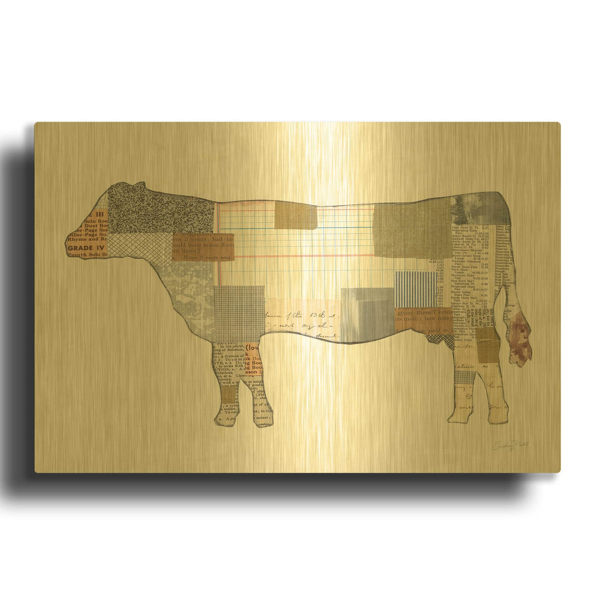 '43222-Farm Sweet Farm Element II' By Courtney Prahl Gold Metal Wall Art