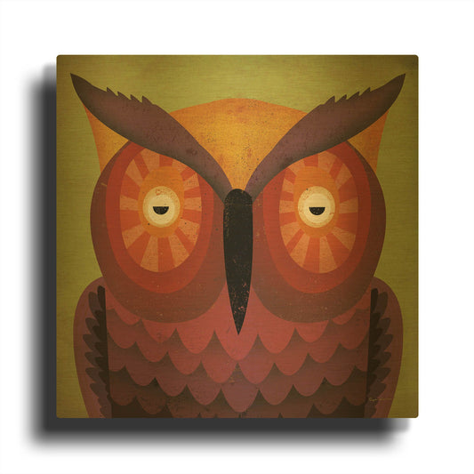 'Owl Wow' By Ryan Fowler Gold Metal Wall Art