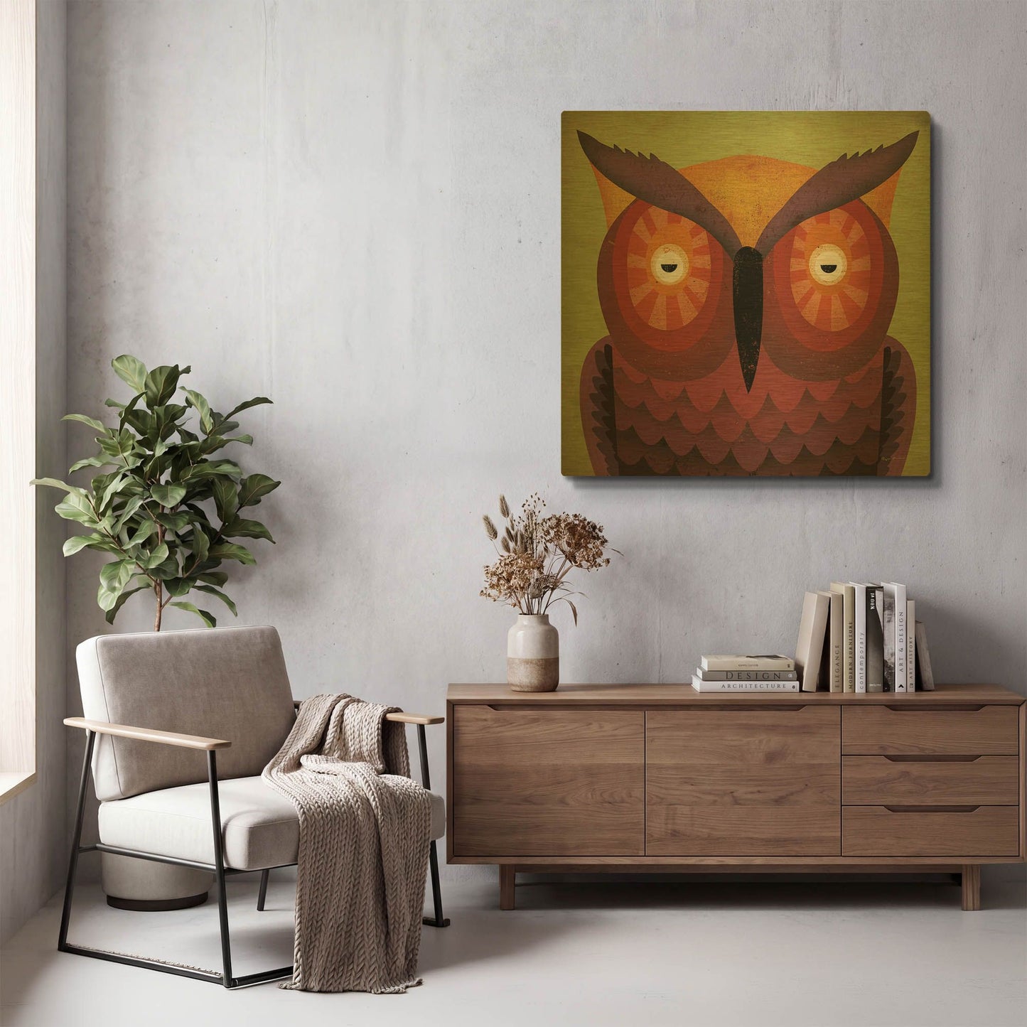 'Owl Wow' By Ryan Fowler Gold Metal Wall Art