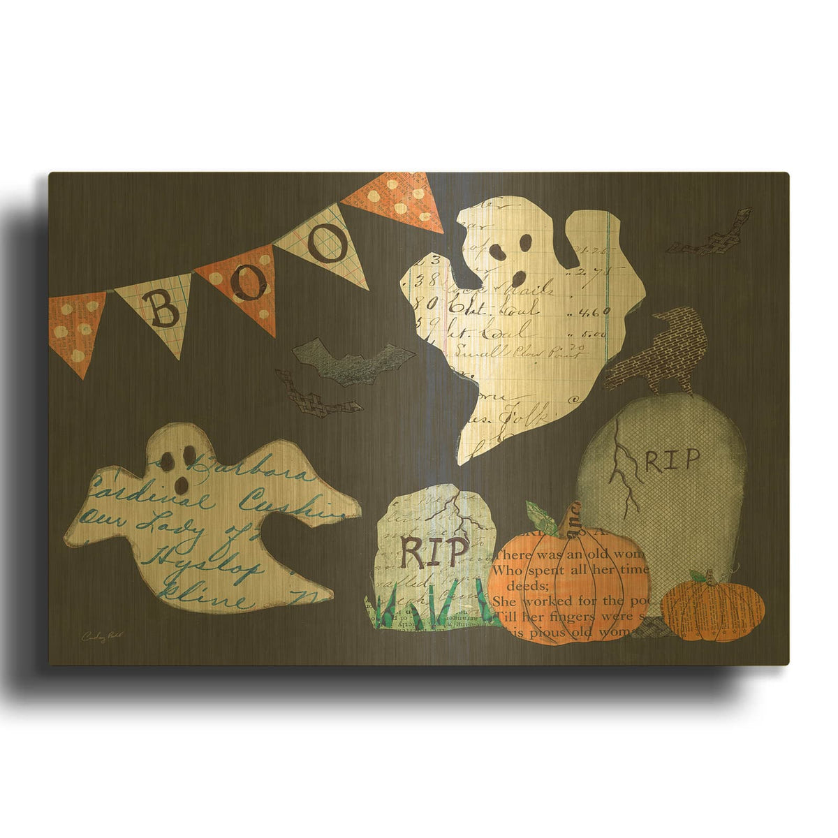 '47609-Halloween Whimsy III' By Courtney Prahl Gold Metal Wall Art