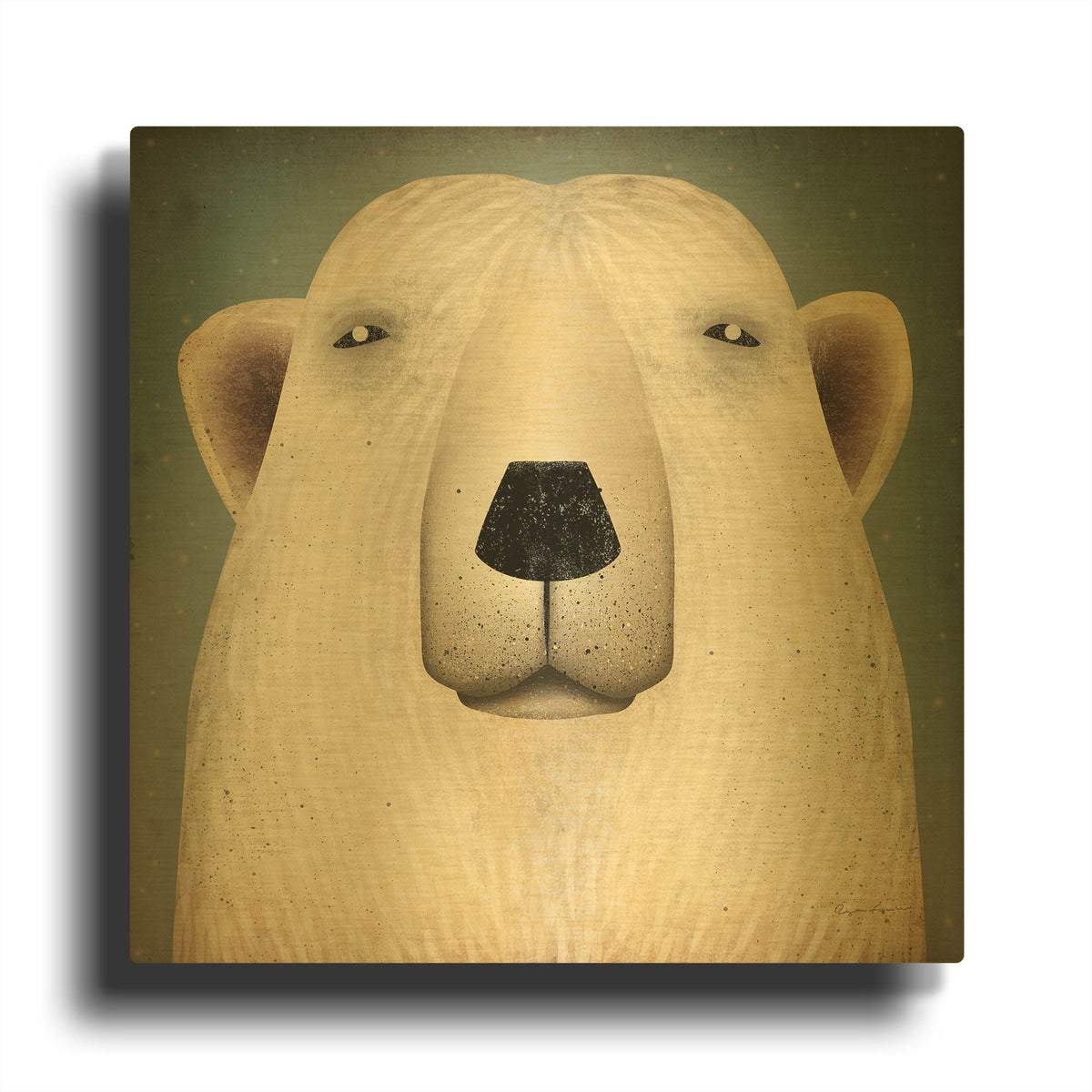 'Polar Bear Wow' By Ryan Fowler Gold Metal Wall Art