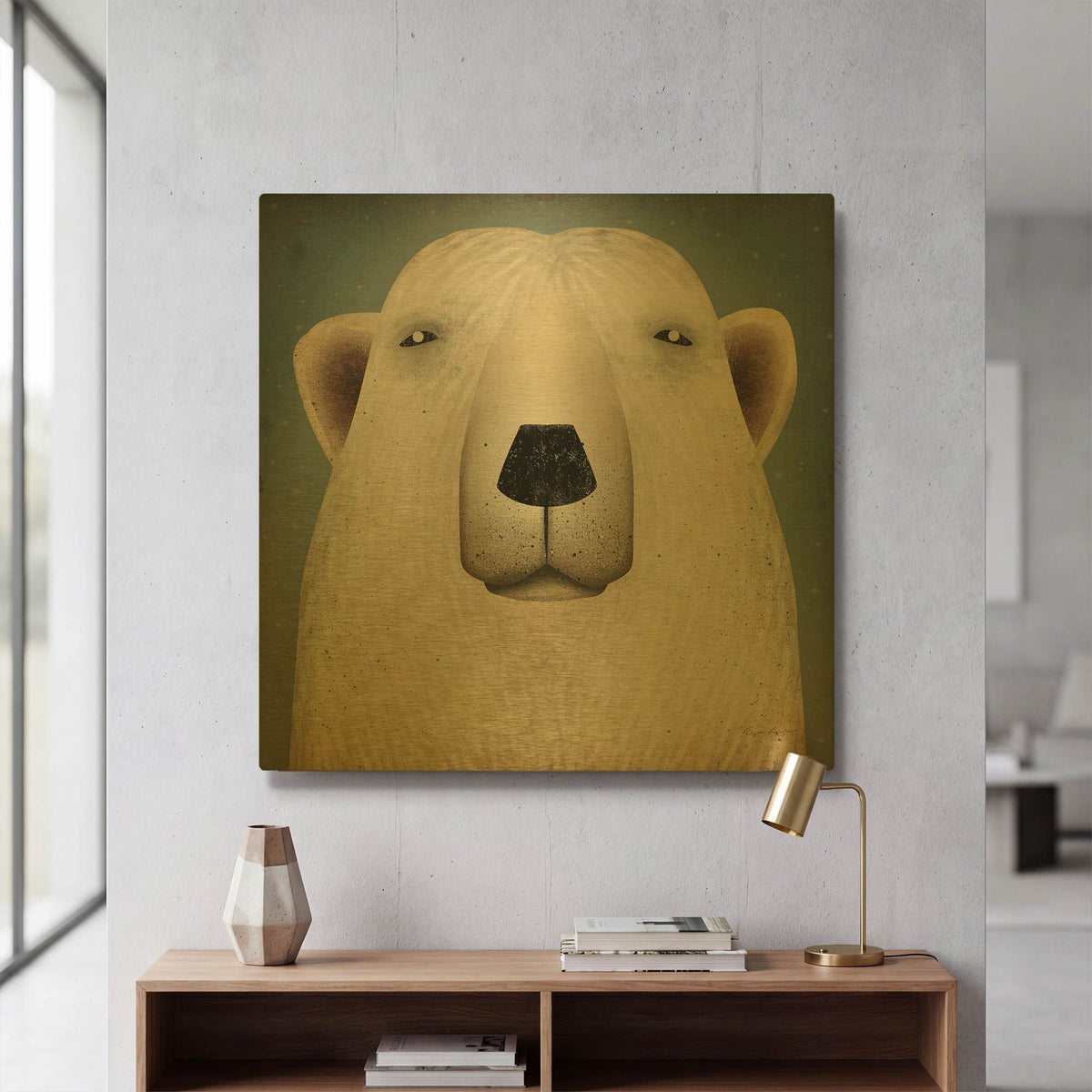 'Polar Bear Wow' By Ryan Fowler Gold Metal Wall Art