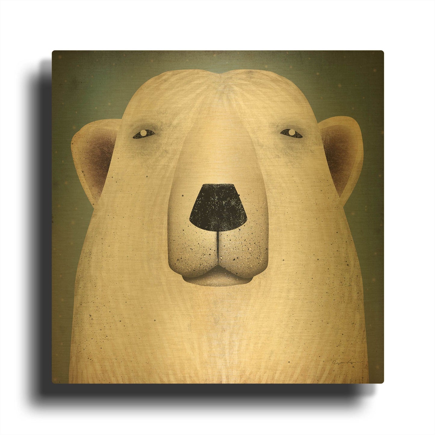 'Polar Bear Wow' By Ryan Fowler Gold Metal Wall Art