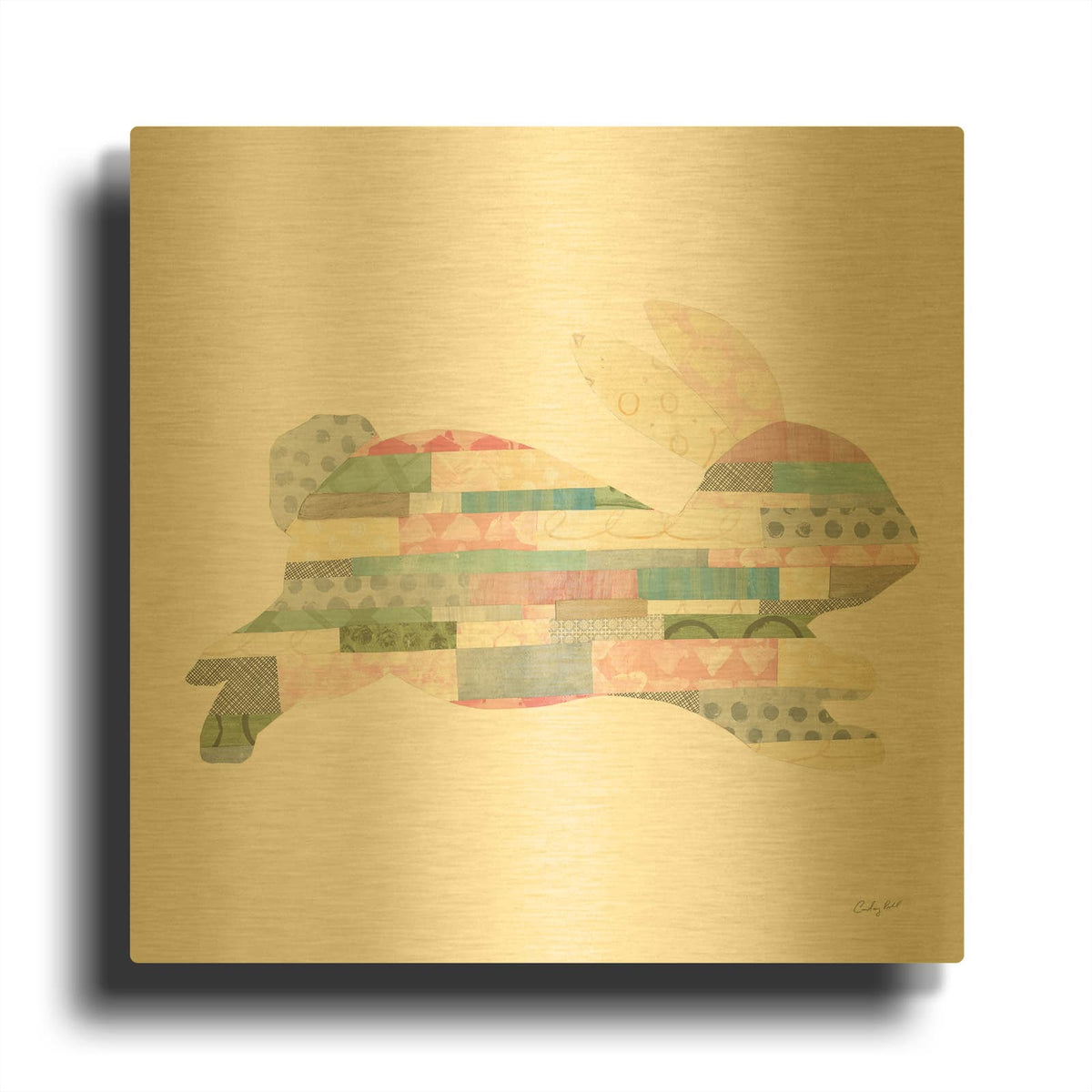 '51567-Spring into Easter I' By Courtney Prahl Gold Metal Wall Art