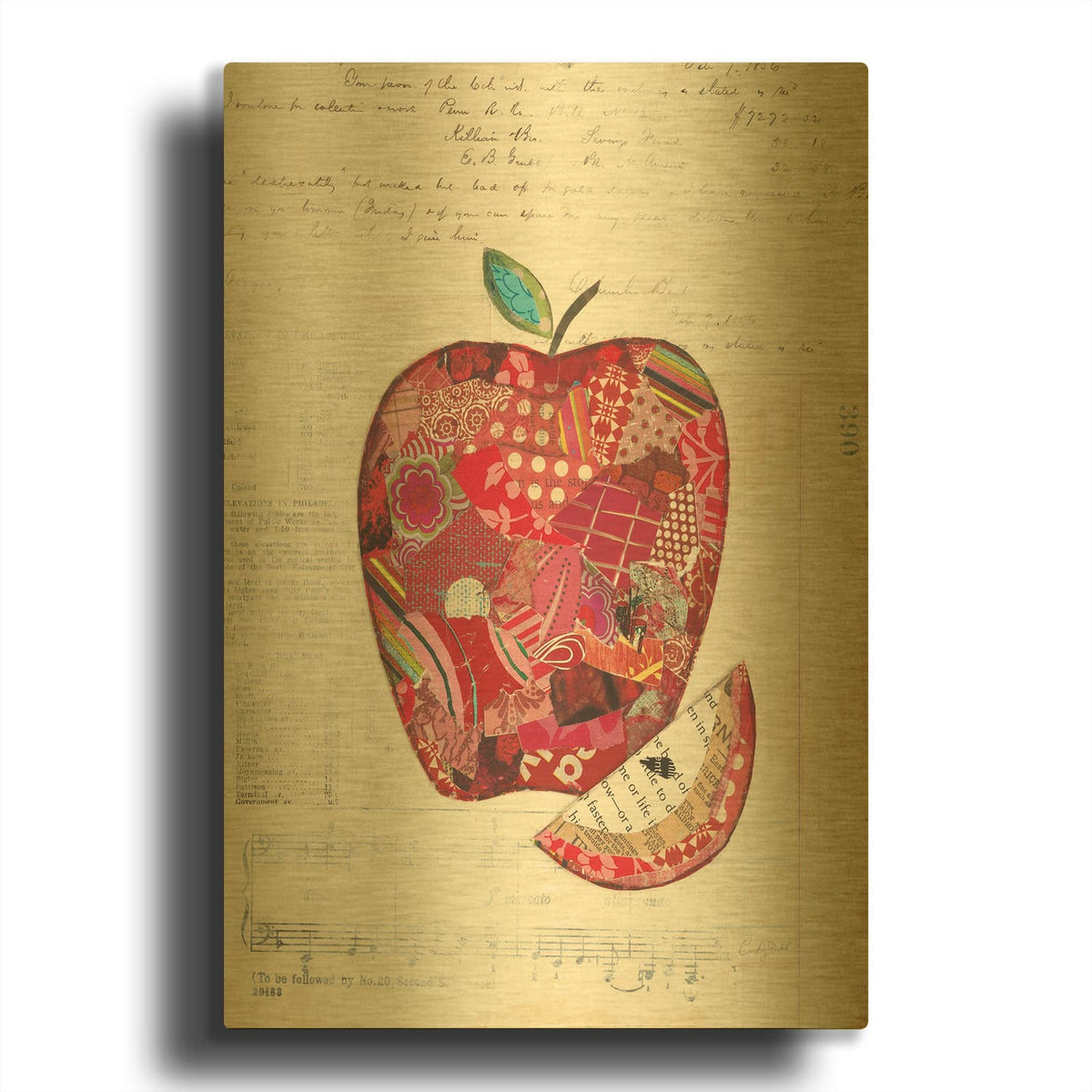 '52366-Apple' By Courtney Prahl Gold Metal Wall Art