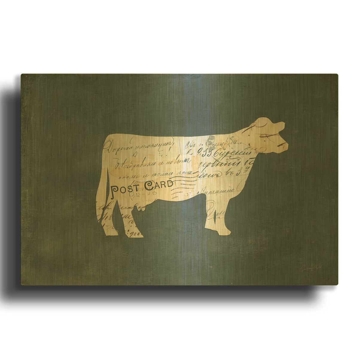 '52524-La Vache Cameo' By Courtney Prahl Gold Metal Wall Art