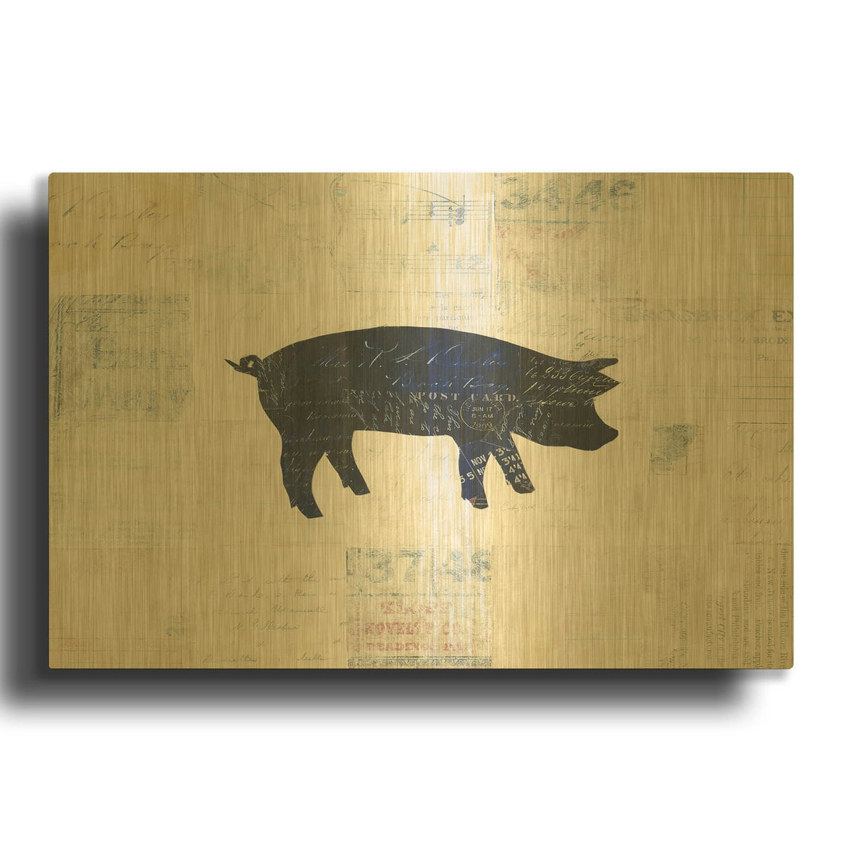 '52530-Le Cochon Silhouette' By Courtney Prahl Gold Metal Wall Art