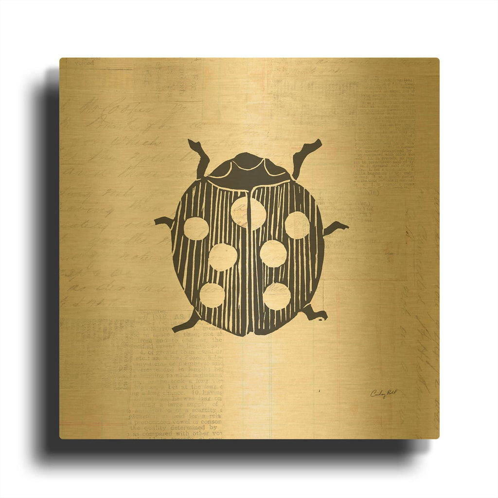 '54281-Ladybug Stamp BW' By Courtney Prahl Gold Metal Wall Art