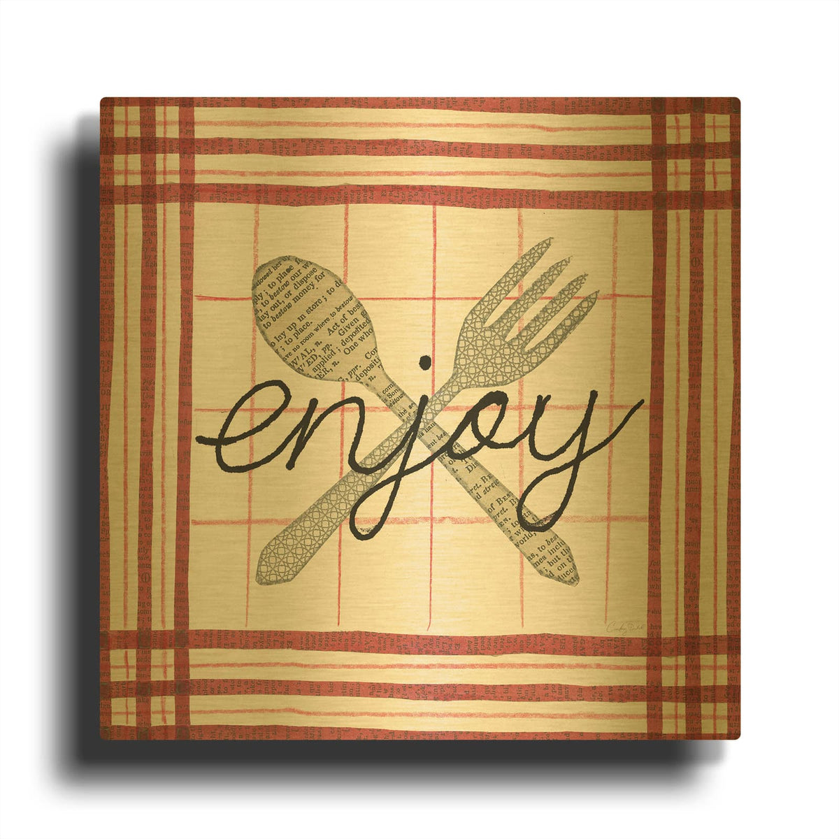 '56976-Cool Kitchen Enjoy' By Courtney Prahl Gold Metal Wall Art