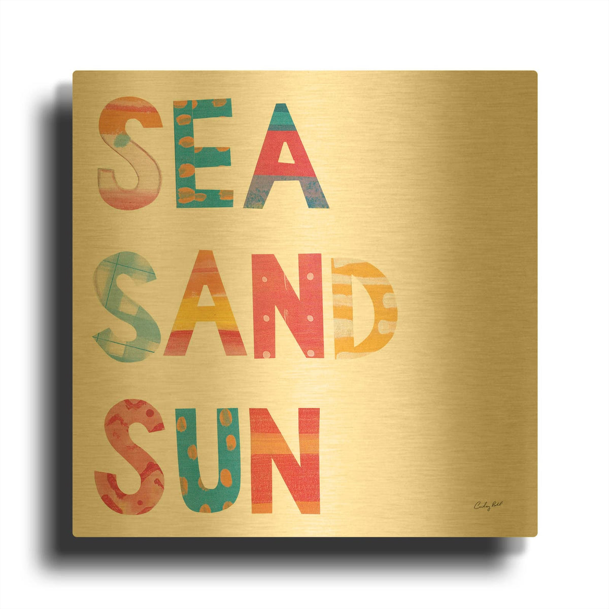 '58955-Sea Sand Sun IV' By Courtney Prahl Gold Metal Wall Art