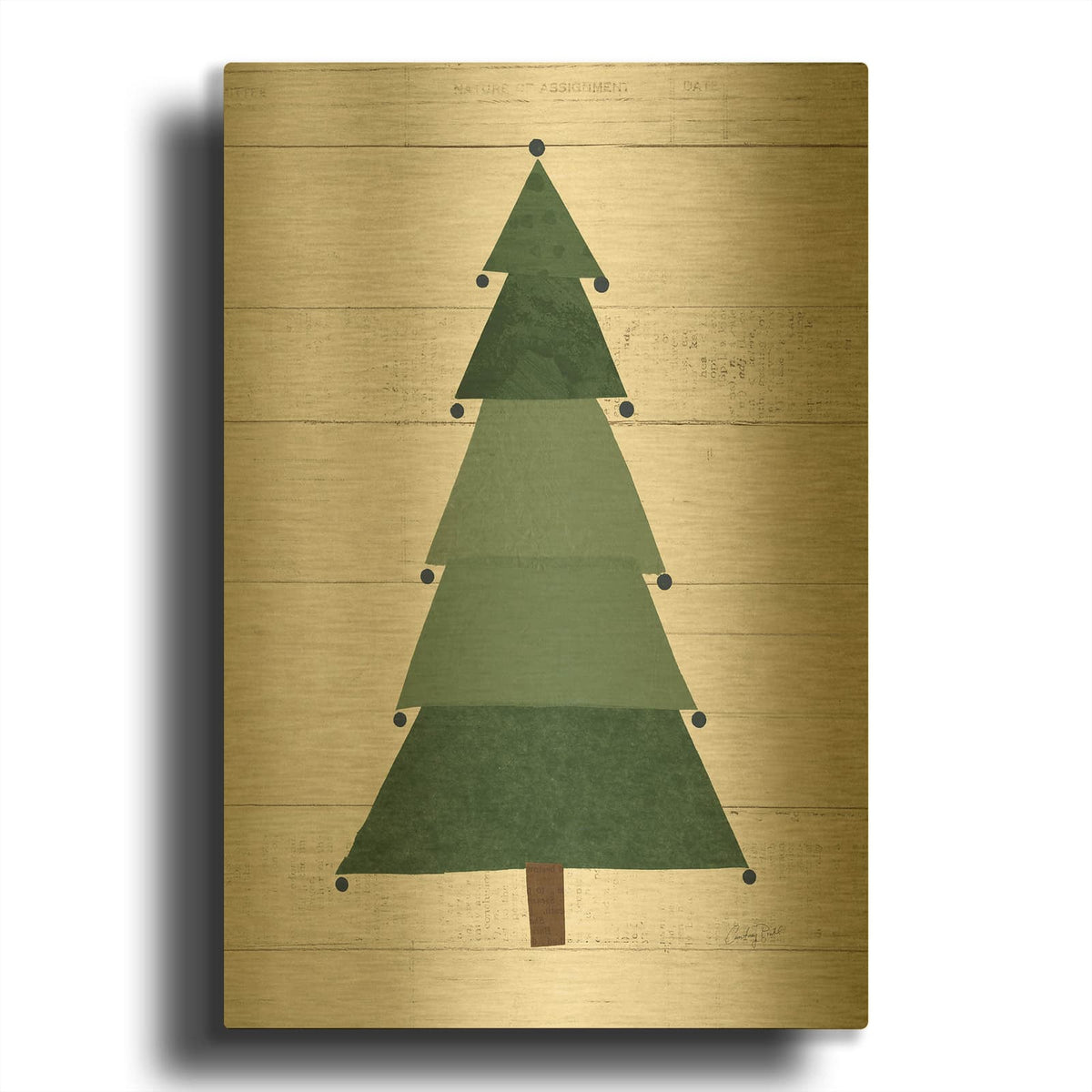 '59717-Christmas Patchwork I Neutral' By Courtney Prahl Gold Metal Wall Art