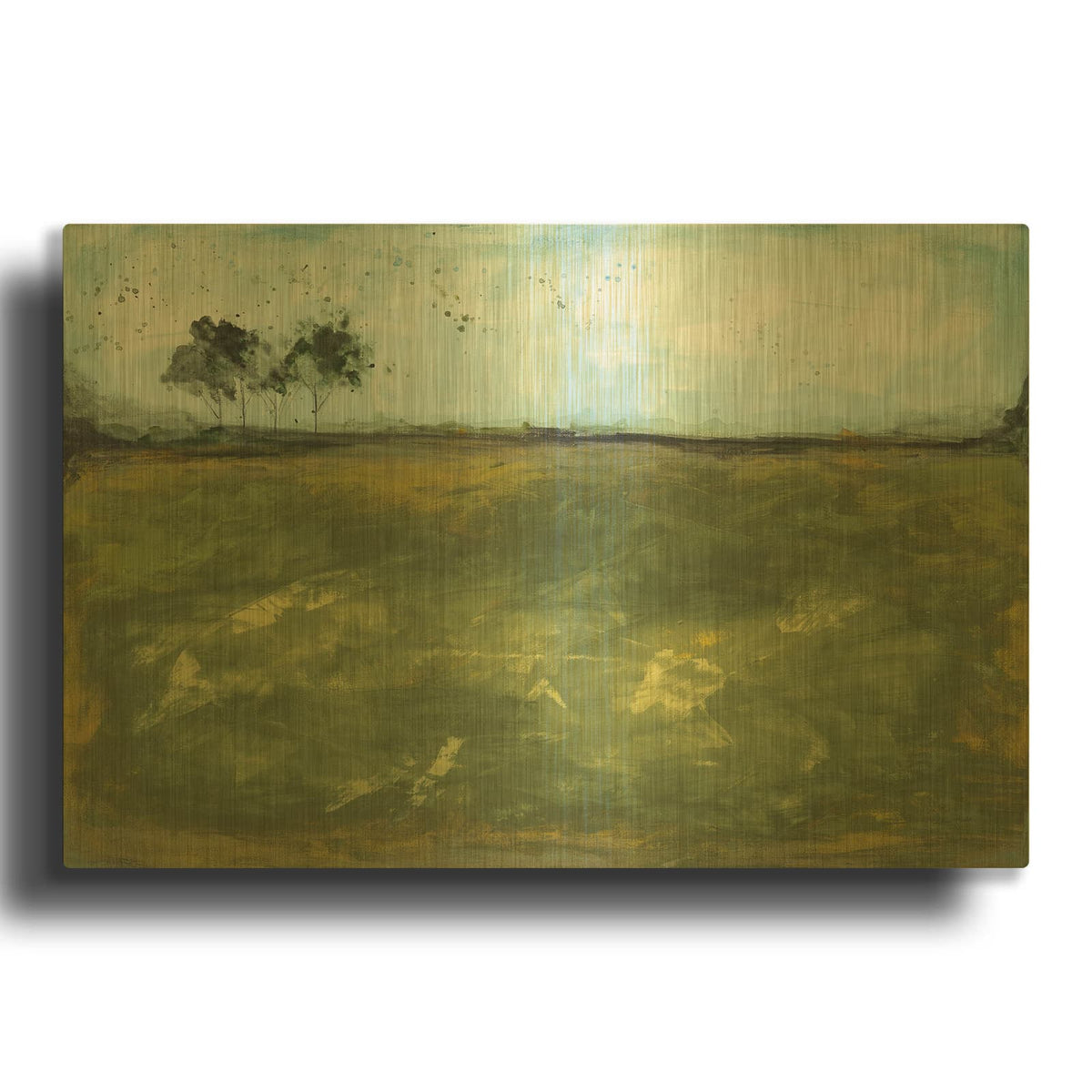 '61520-Over the Meadow Green' By Courtney Prahl Gold Metal Wall Art