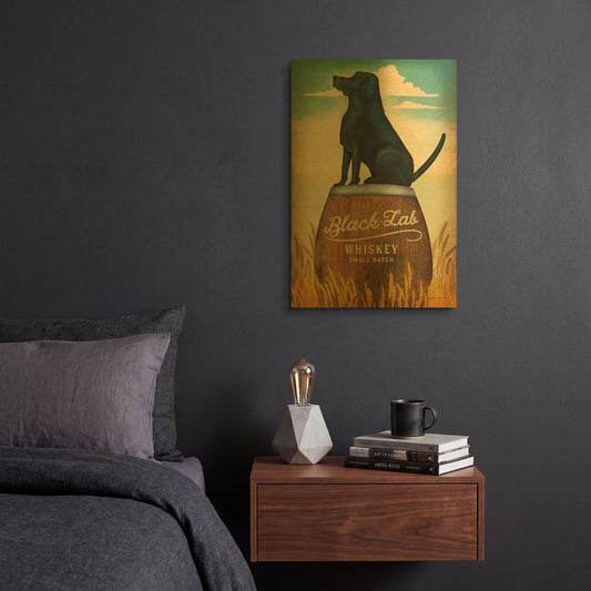 'Black Lab Whiskey' By Ryan Fowler Gold Metal Wall Art